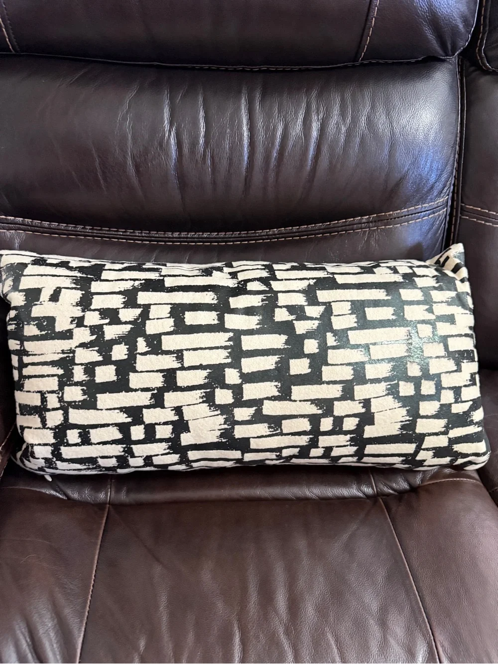 Black and Cream Patterned Lumbar Accent Pillow